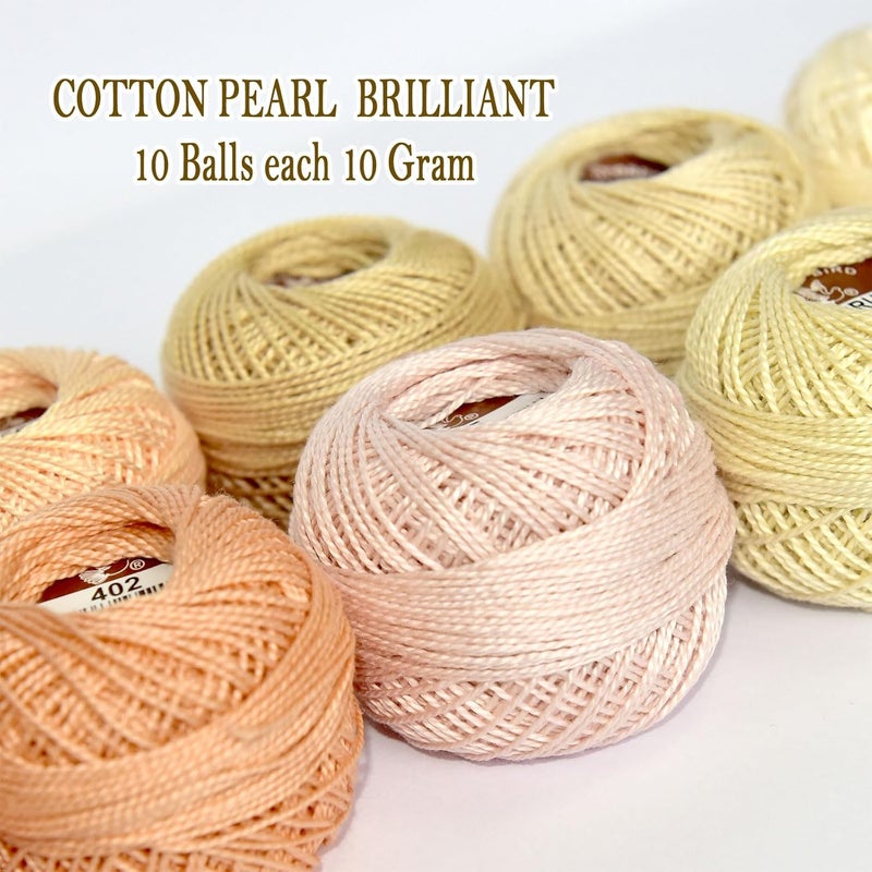 colored bird Double Mercerized Egyptian Long Staple Cotton Pearl Thread Ball 10 Grams Rainbow Color Embroidery Thread 10 Colors per Box for Crochet Hardanger Cross Stitch Hand Embroidery,Light Flesh Color Series - Image 4